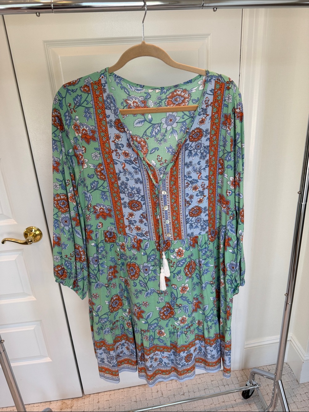Floral Boho Peasant Tunic Dress